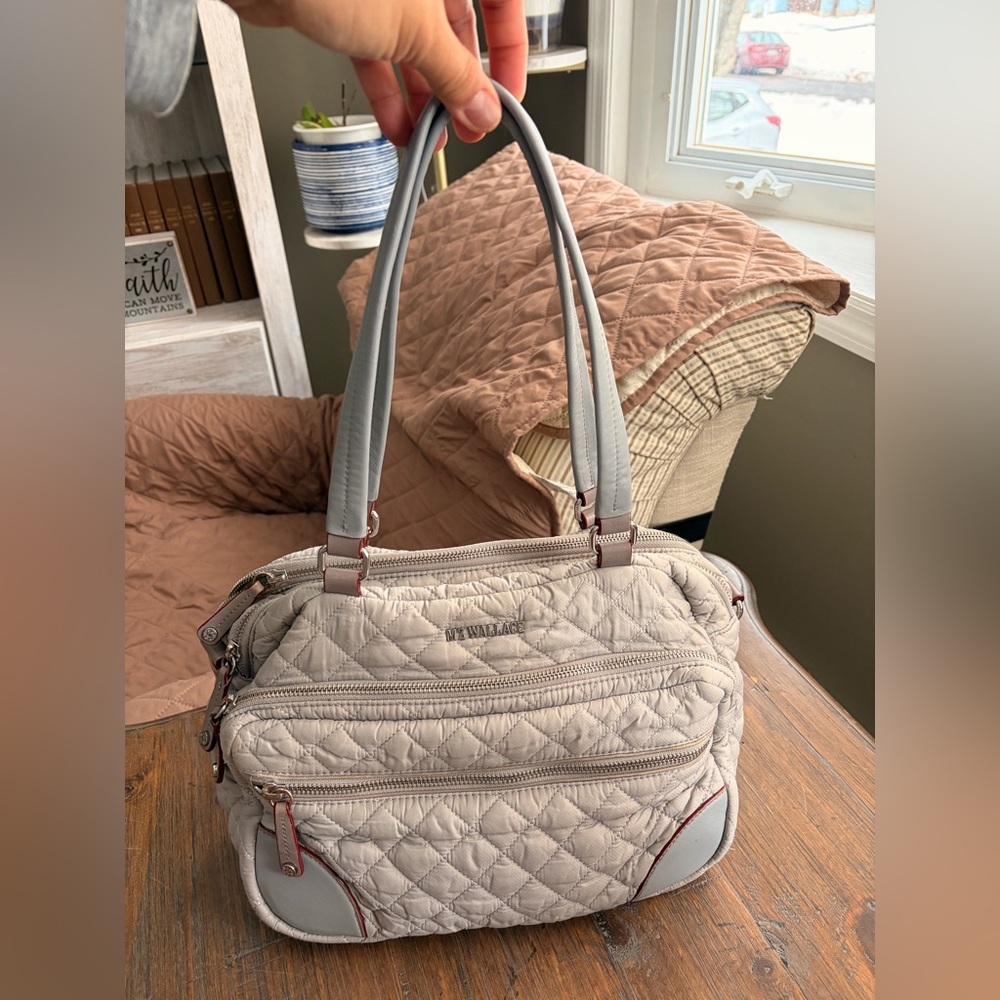 MZ Wallace Quilted Gray Shoulder Bag